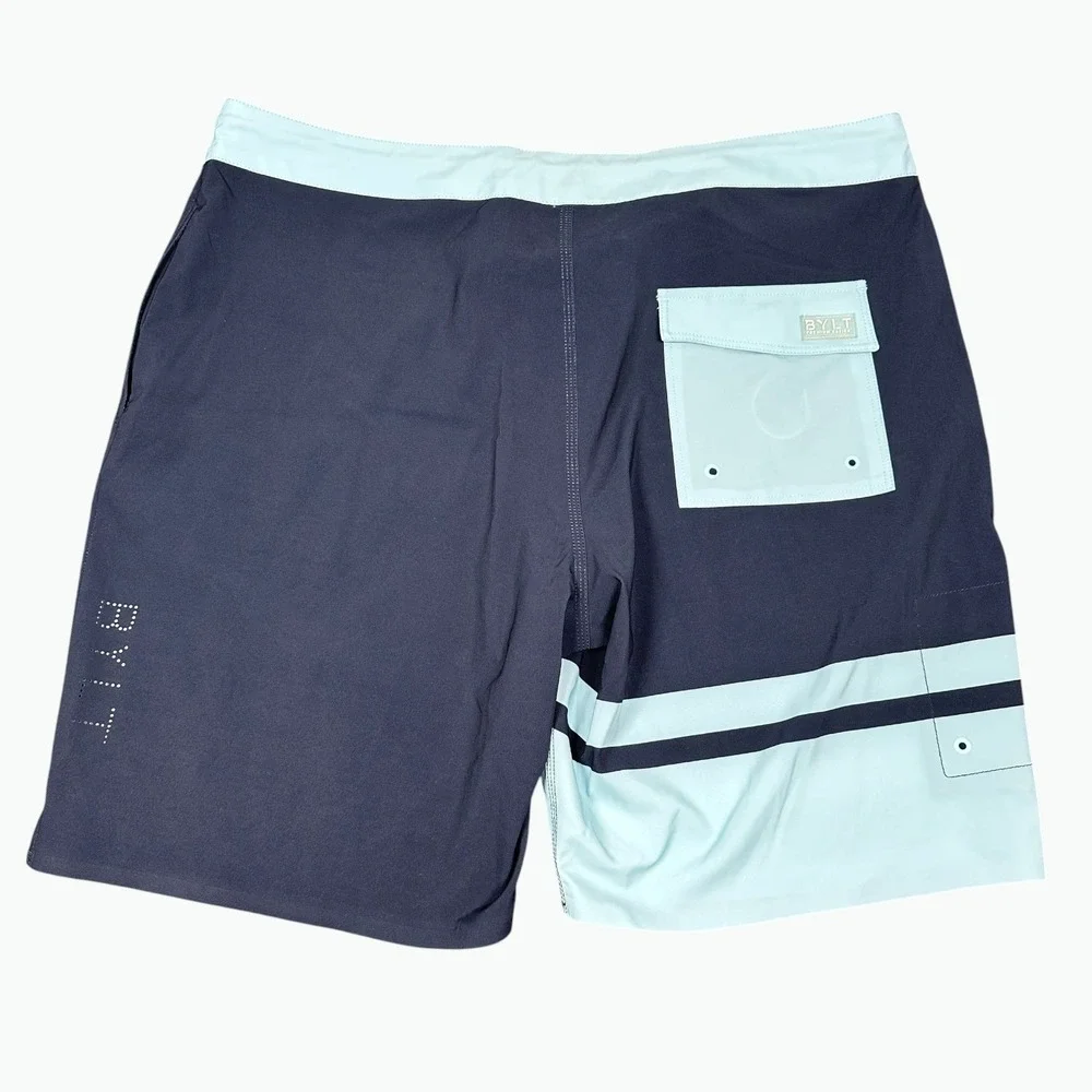 BYLT Coastal Boardshort Swim Men's XXL Navy Blue/Light Blue 9
